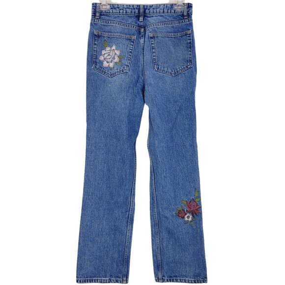Reformation Cynthia High Rise Denim Jeans Straight Embroidered Womens Size 27 - Picture 2 of 10